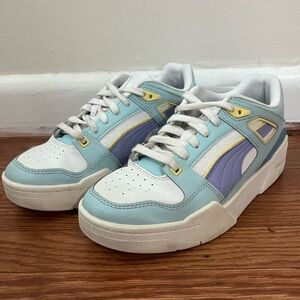 Puma platform chunky sneaker youth size 5 white blue yellow